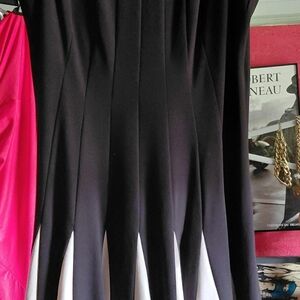 Black and White Pleated Dress